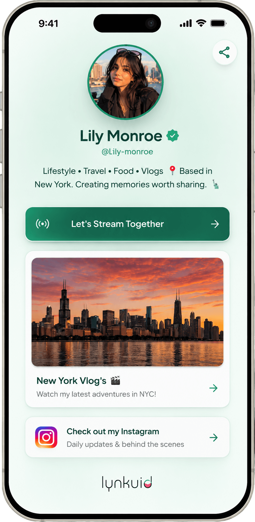Lynkuid profile preview on iPhone